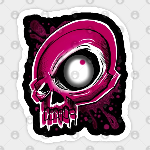 Pink skull Sticker by Sing-Toe-Wrote 